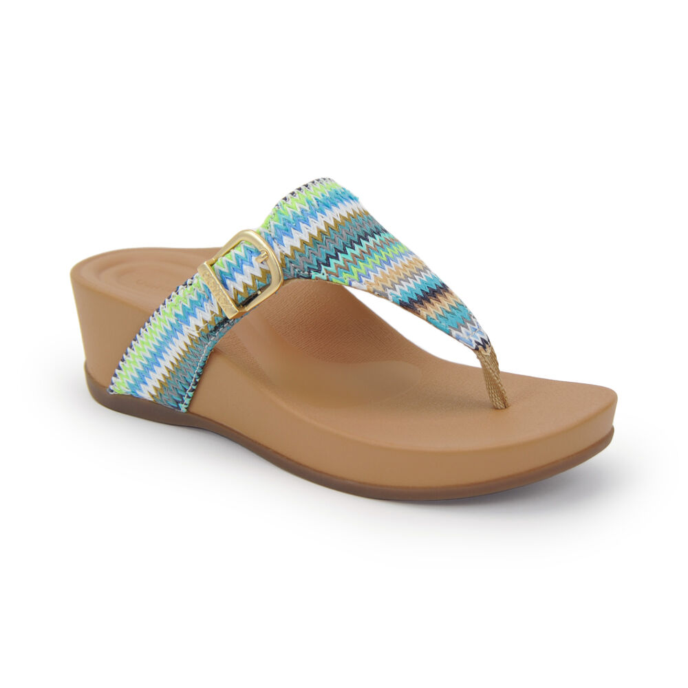 Aetrex Women's Kate Arch Support Wedge Sandals - Blue | USA IDLUMI8